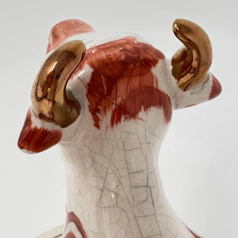 Vintage William Kent Staffordshire Ware Cow Creamer with Lid — Made in England